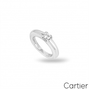 Cartier White Gold Round Brilliant Cut Diamond C De Cartier Ring 0.21ct E/VVS2